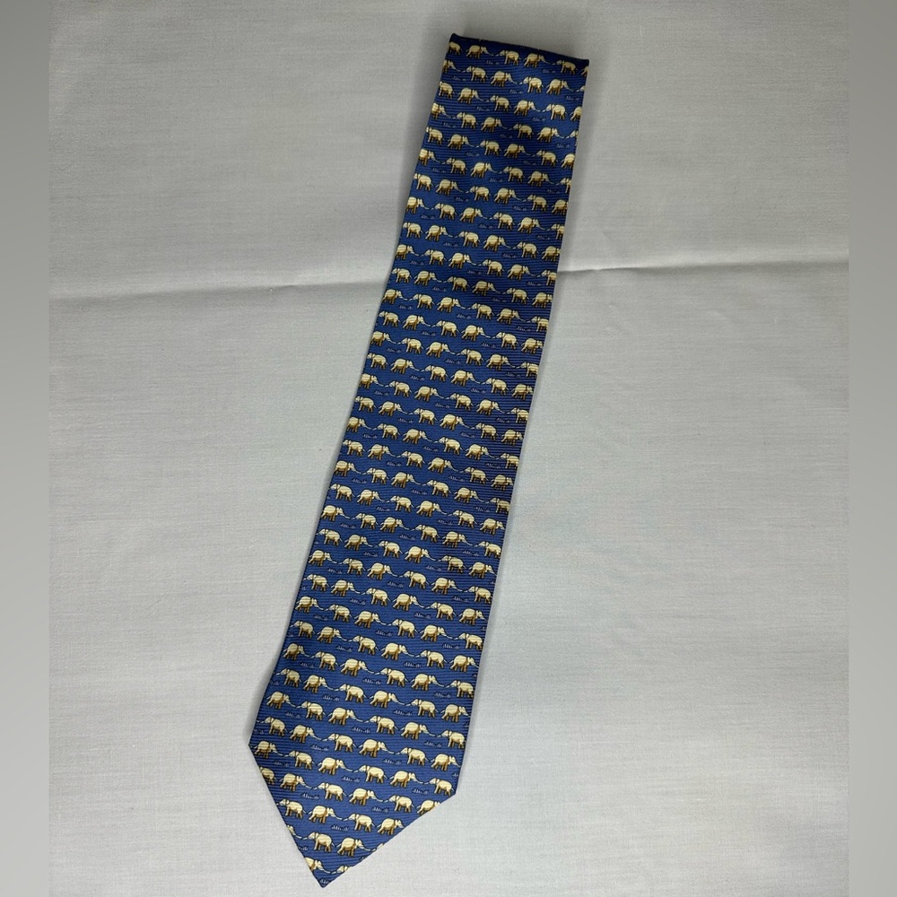 Giorgio Del Sarto Elephant Pattern Silk Tie EUC
